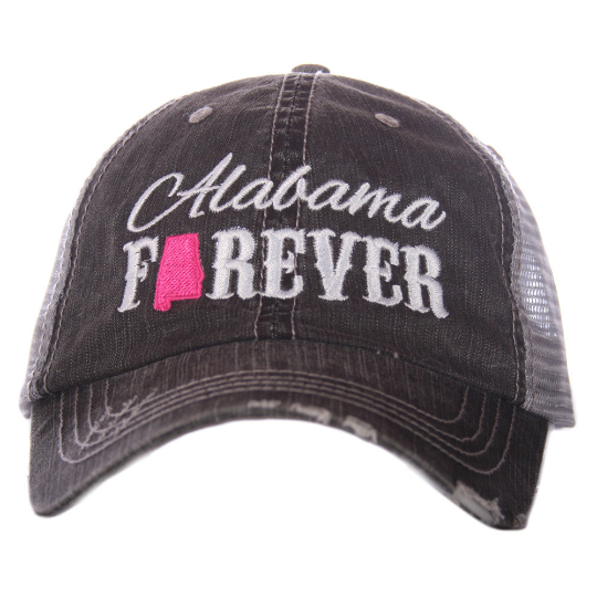 Alabama Forever Distressed Trucker Hat~3 Colors - Happy Heart Accessories