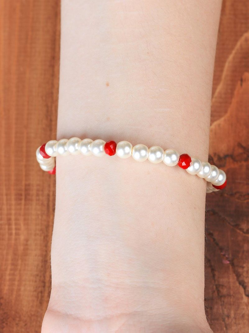 Pearl and Red Leopard Texas Bracelet - Happy Heart Accessories