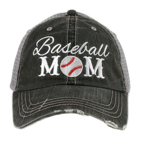 Baseball Mom Women's Distressed Trucker Hat - Happy Heart Accessories