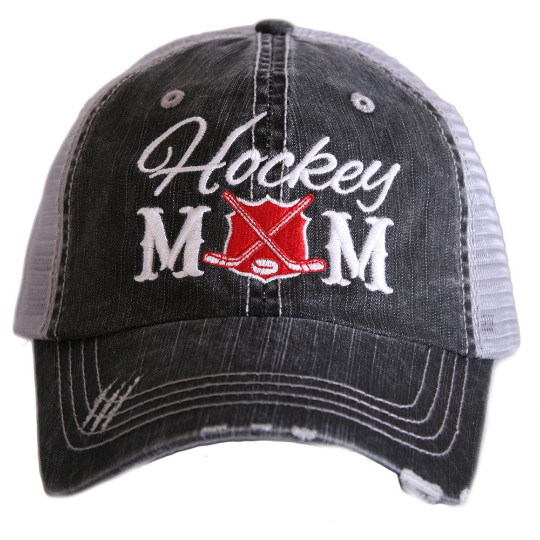 Hockey Mom Distressed Trucker Hat - Happy Heart Accessories