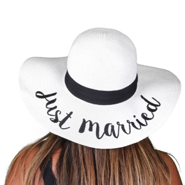 Just Married Beach Floppy Hat - Happy Heart Accessories