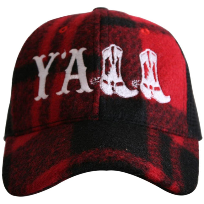 Y'ALL Black and Red Plaid Hat - Happy Heart Accessories