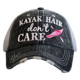 Kayak Hair Don't Care Distressed Trucker Hat~2 Colors - Happy Heart Accessories