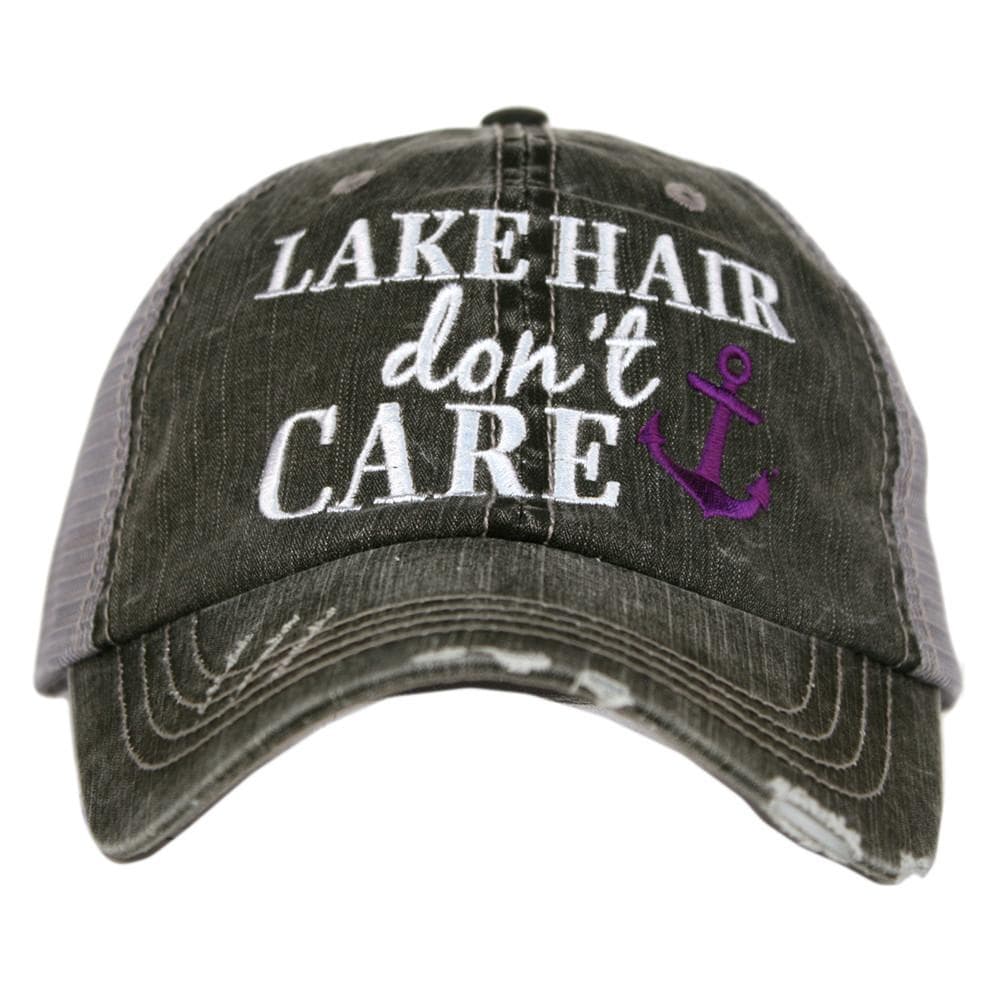 Lake Hair Don't Care Distressed Trucker Hat~ 4 Colors - Happy Heart Accessories