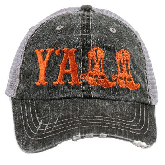 Y'ALL Distressed Trucker Hat - Happy Heart Accessories