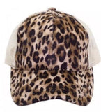 Leopard CC Brand Suede Ponytail Cap - Happy Heart Accessories