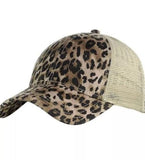 Leopard CC Brand Suede Ponytail Cap - Happy Heart Accessories
