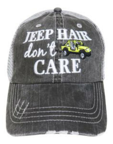 Jeep Hair Don't Care Distressed Hat~2 Colors - Happy Heart Accessories