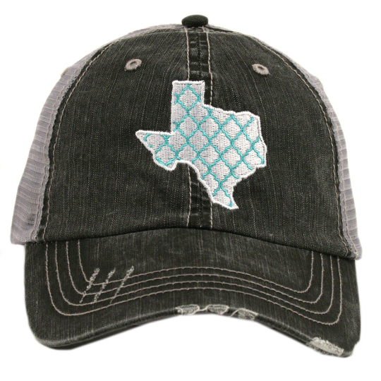 Texas Embroidered Moroccan Distressed Trucker Hat~3 Colors - Happy Heart Accessories